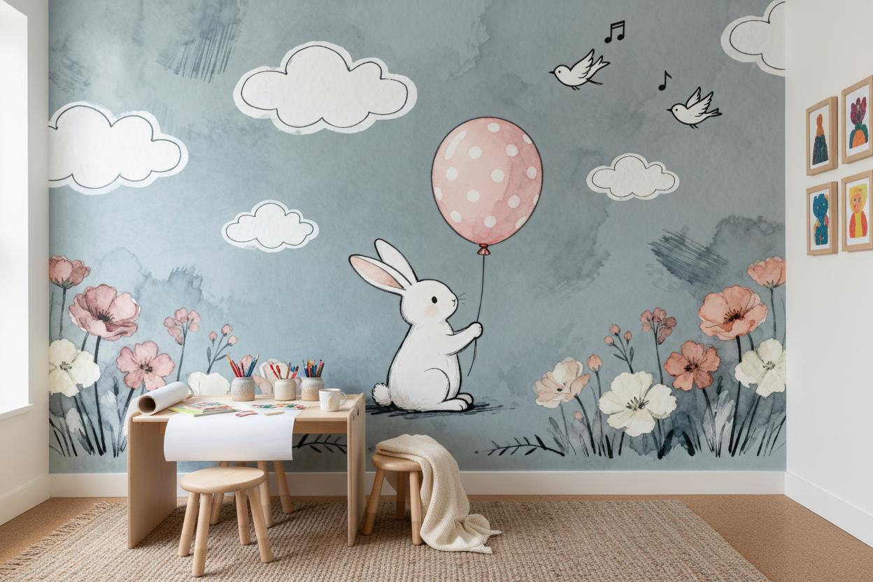 Cartoon Animal Wall Mural Kids - Baby Nursery Peel And Stick Wallpaper recension och pris