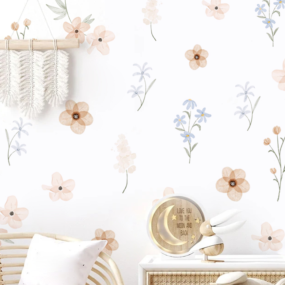 Watercolor Flowers Wall Sticke - Baby Girl Nursery Quotes recension och pris